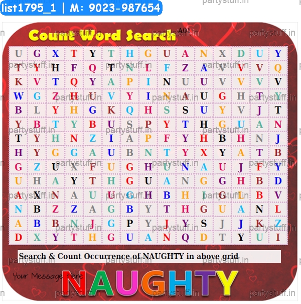 Naughty Count Word Search