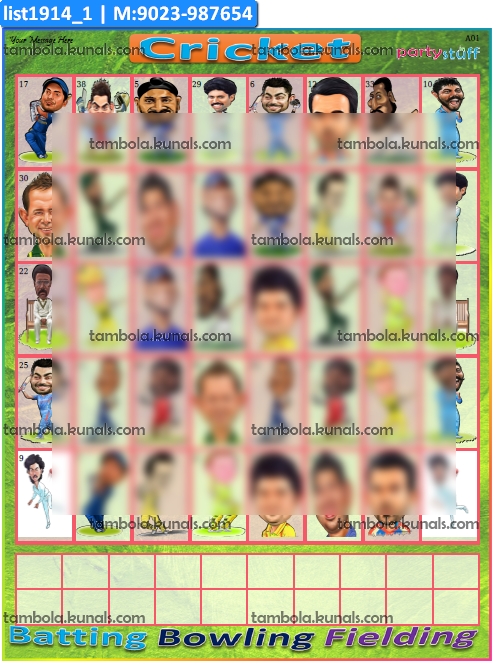 Cricketer Caricature Match Numbering