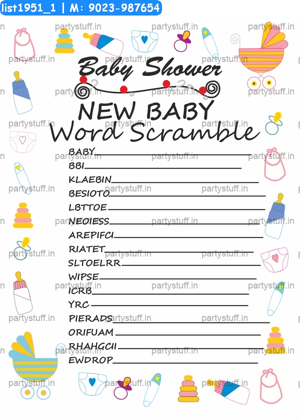 Baby Shower Word Scamble