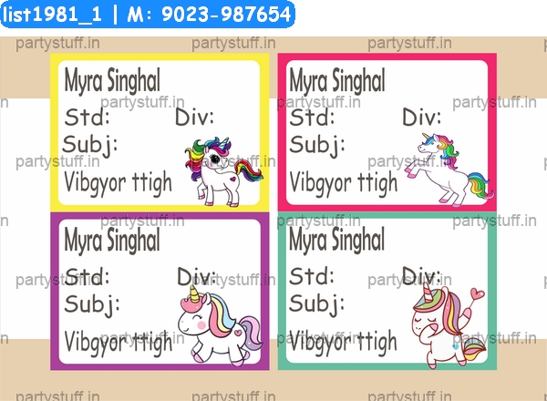 Unicorn Class Notebook Name Slip Sticker