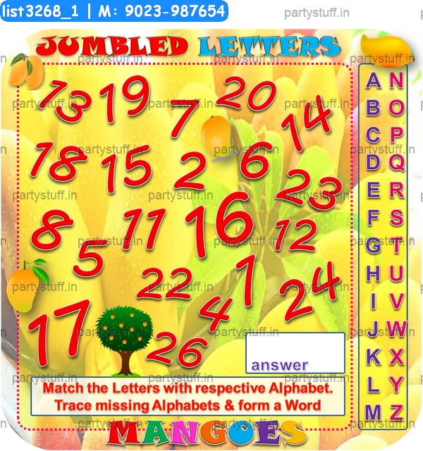 Mango Jumbled Missing Numbers