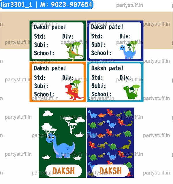 Dinosaur Nameslip Stickers