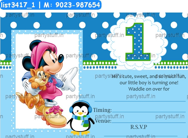 Minnie Mouse Birthday Invitation Card