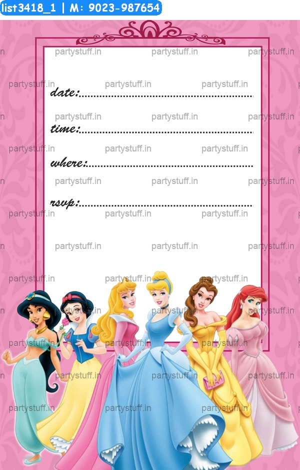 Princess Invitation Card Cards in Princess theme