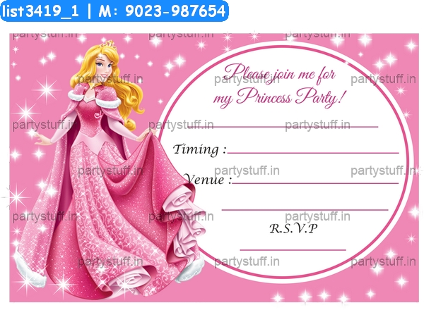 Princess Party Invitation Card