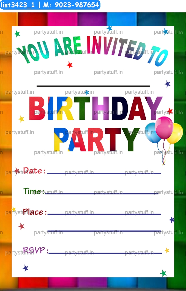 Birthday Party Invitation Card Cards in Birthday theme
