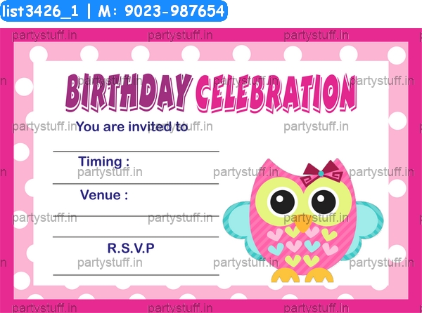 Owl Birthday Invitation Card