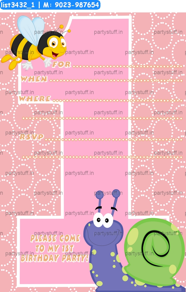 Snail Birthday Invitation Card