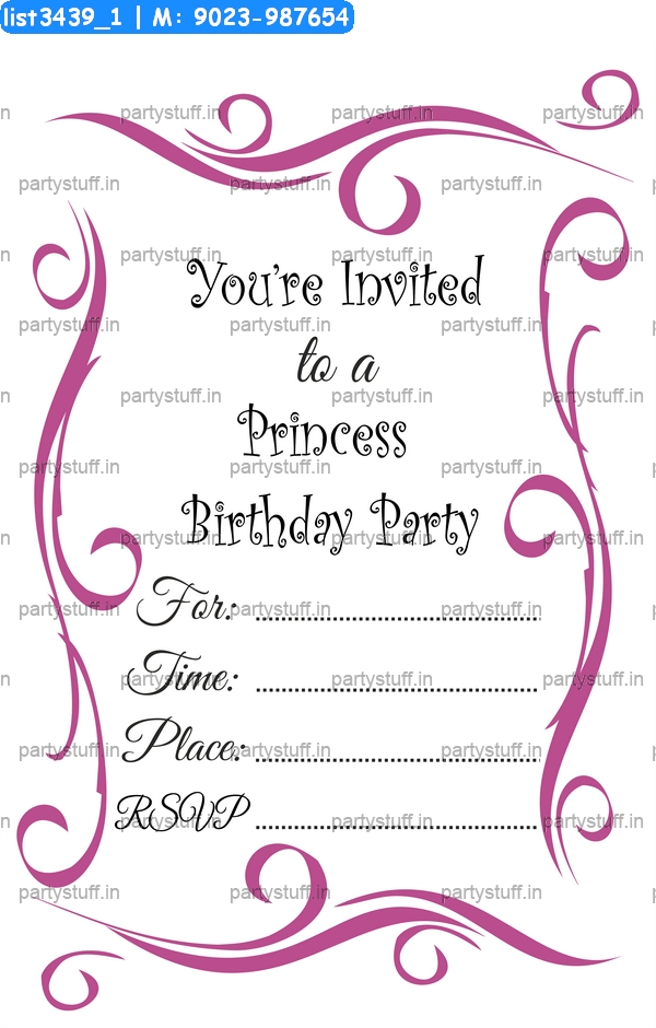 Princess Birthday Invitation Card 2