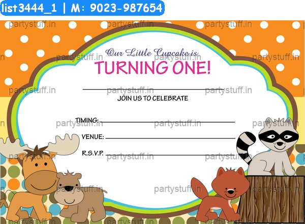 Animals 1st Birthday Invitation Card