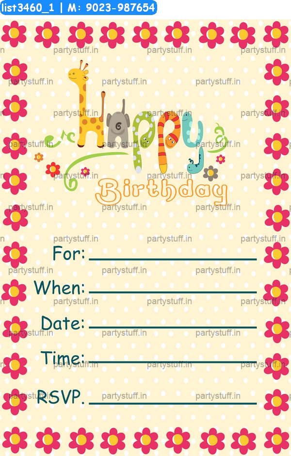 Animals Birthday Invitation Card