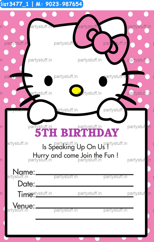 Hello Kitty Birthday Invitation Card