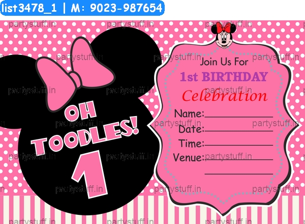 Minnie Mouse Birthday Invitation Card 3