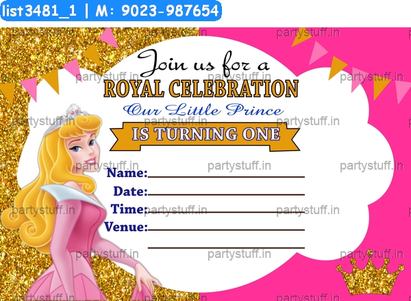 Golden Princess Birthday Invitation Card