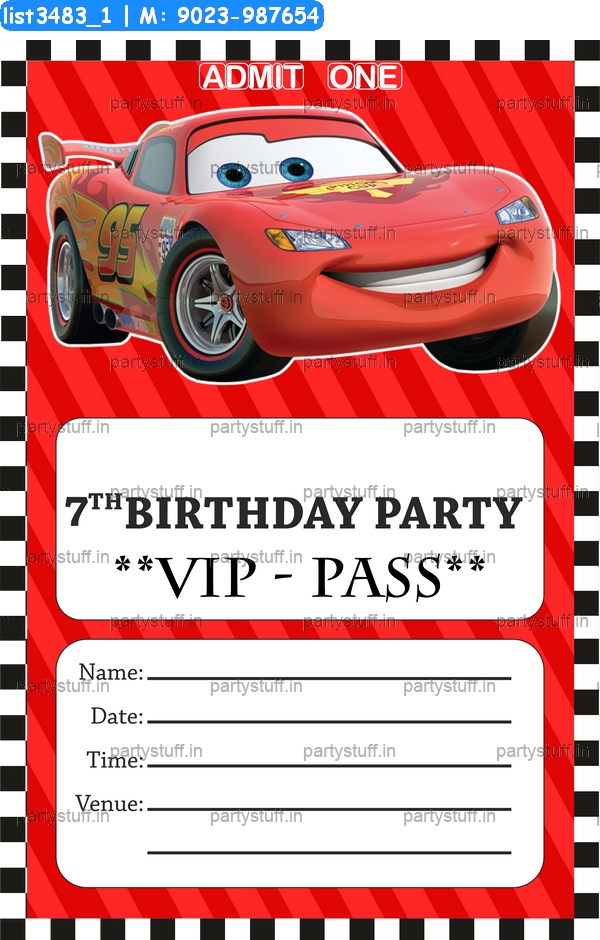 Race Car Birthday Invitation Car