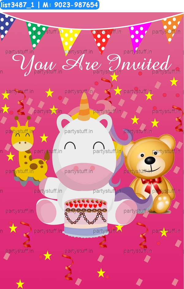 Animals Birthday Invitation Card 2 Cards in Animal theme