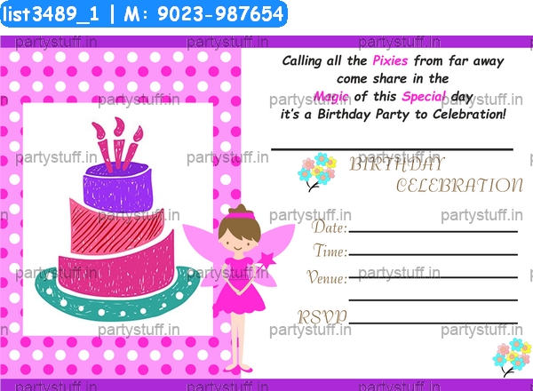 Pixie Birthday Invitation Card