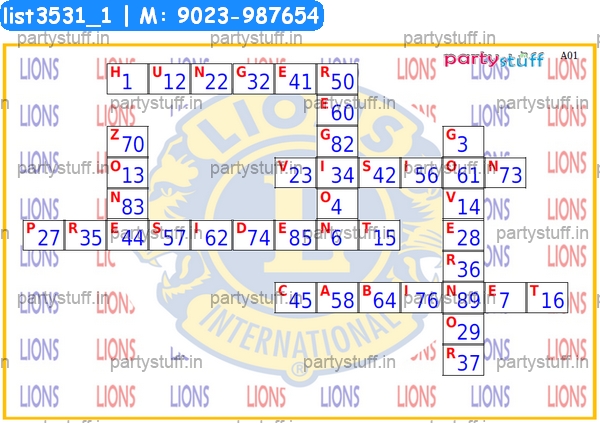 Lions Club Crossword kukuba