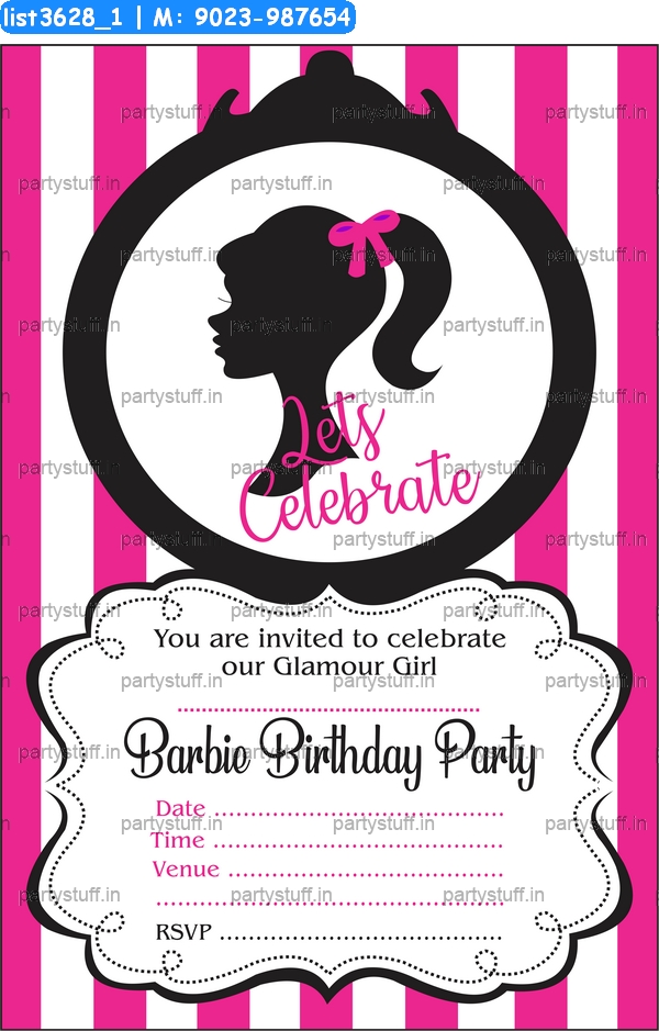Barbie Invitation Card