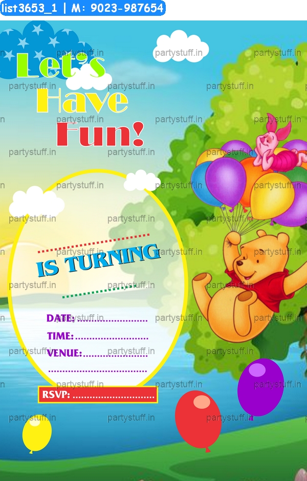 Pooh Invitation Card