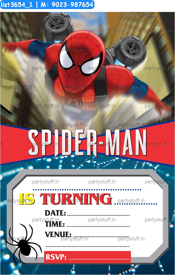 Spiderman Invitation Card 2 Cards in Spiderman theme