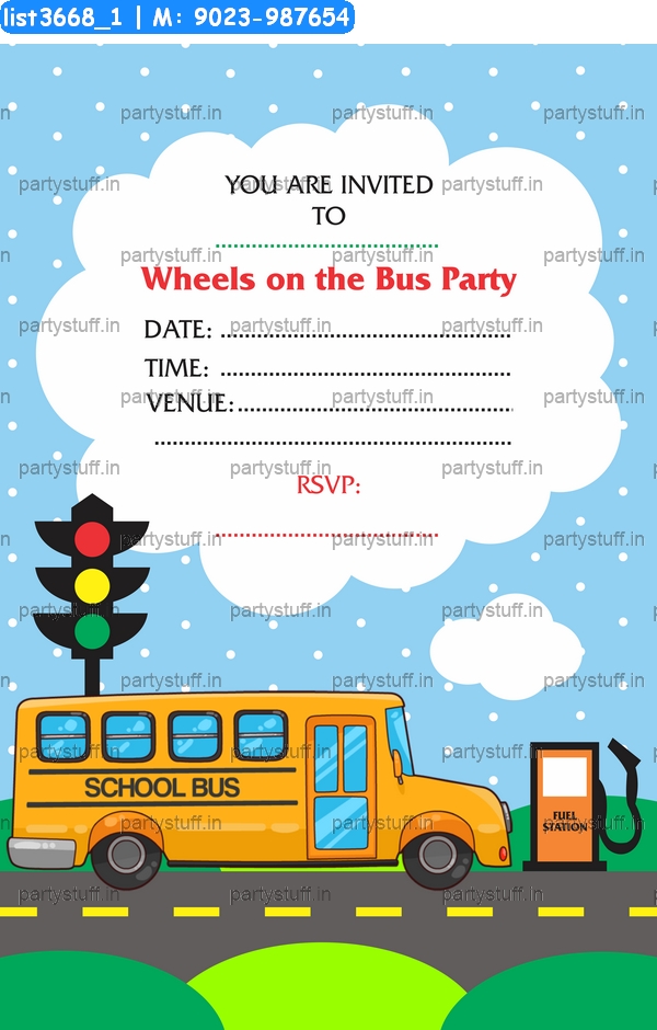 School Bus Invitation Card