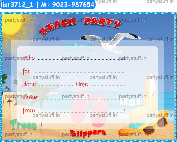 Beach Party Invitation Card