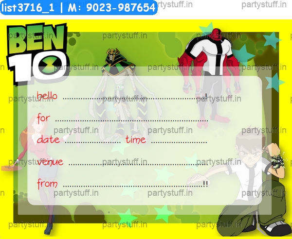 Ben 10 Invitation Card