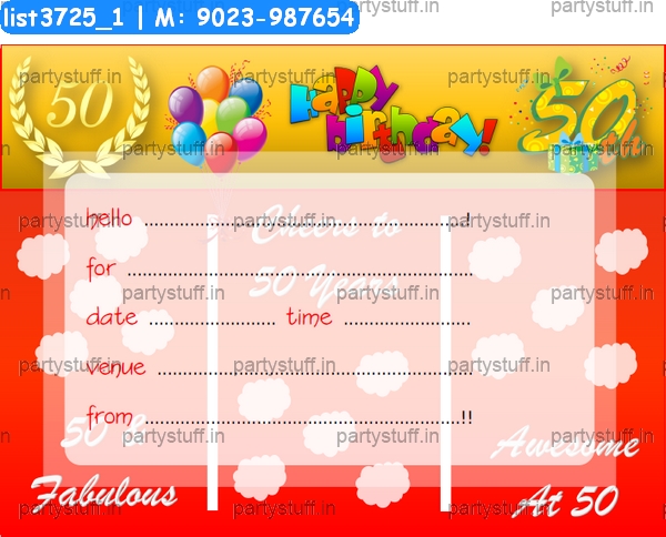 50th Birthday Invitation Card