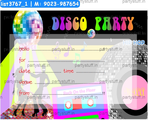 Disco Party Invitation Card