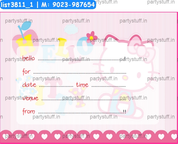 Hello Kitty Invitation Card
