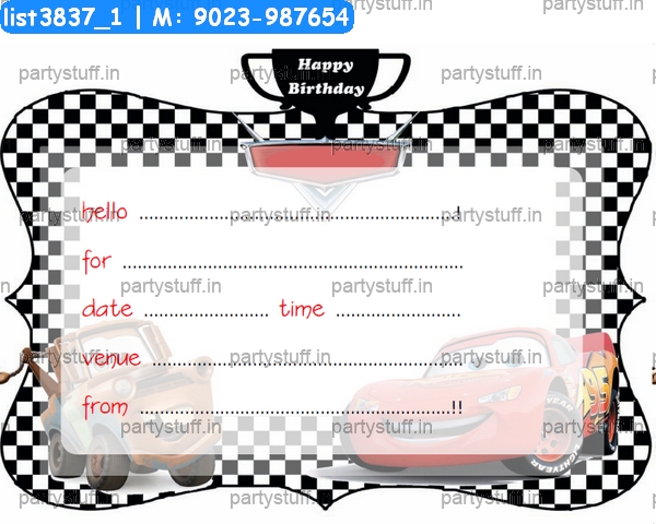 Cars Invitation Card 2