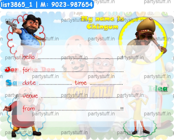 Motu Patlu Invitation Card