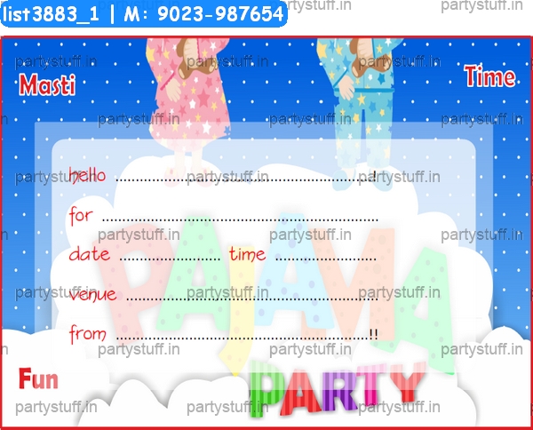 Pajama Party Invitation Card 2