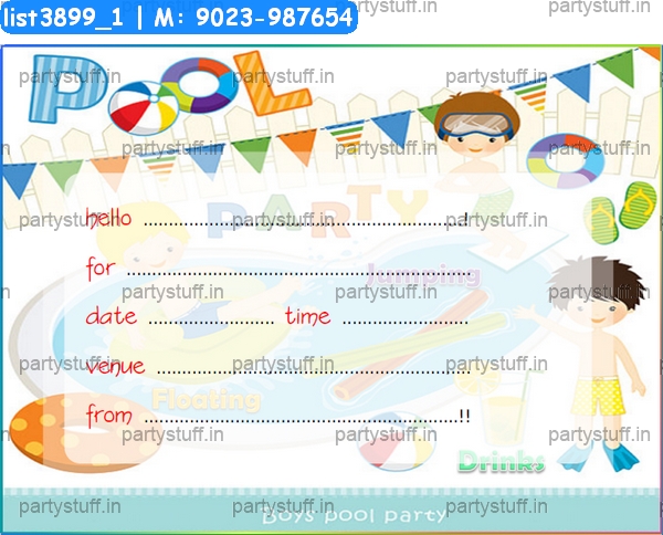 Pool Party Invitation Card 2