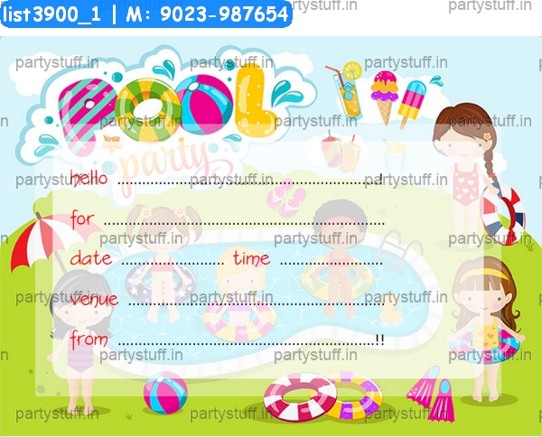 Pool Party Invitation Card 3