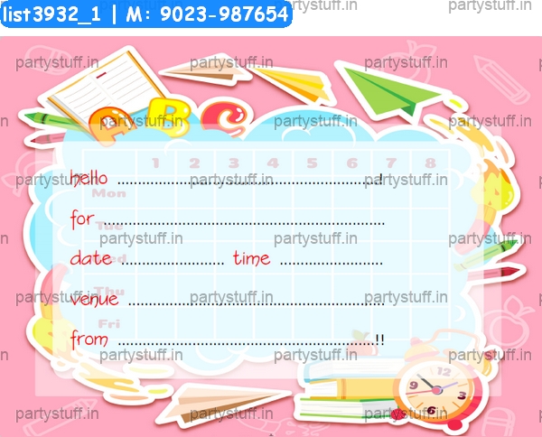 School Timetable Invitation Card