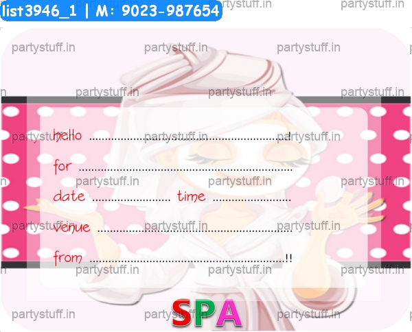 Spa Party Invitation Card 3