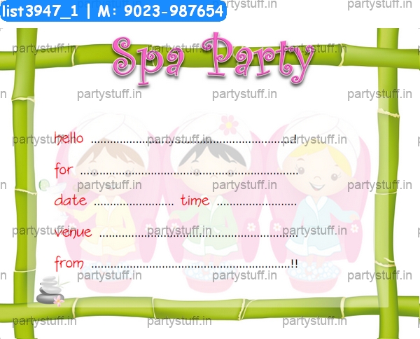 Spa Party Invitation Card 4