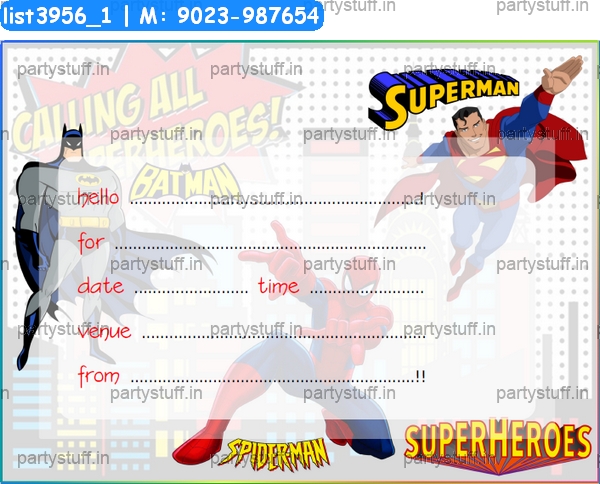 Super Heroes Invitation Card 5