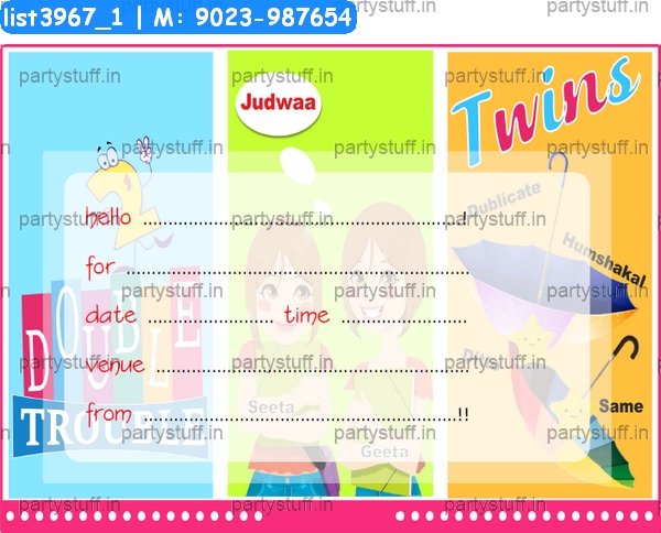 Twins Invitation Card 2