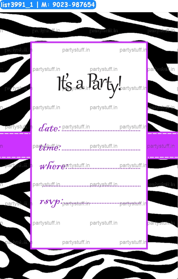 Black White Zebra Pattern Invitation Card