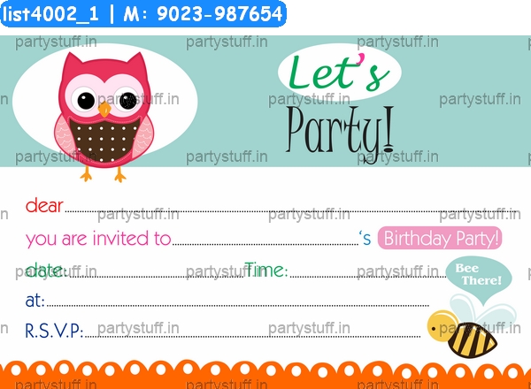 Owl Bee Invitation Card