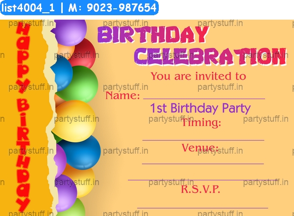 Balloon Invitation Card