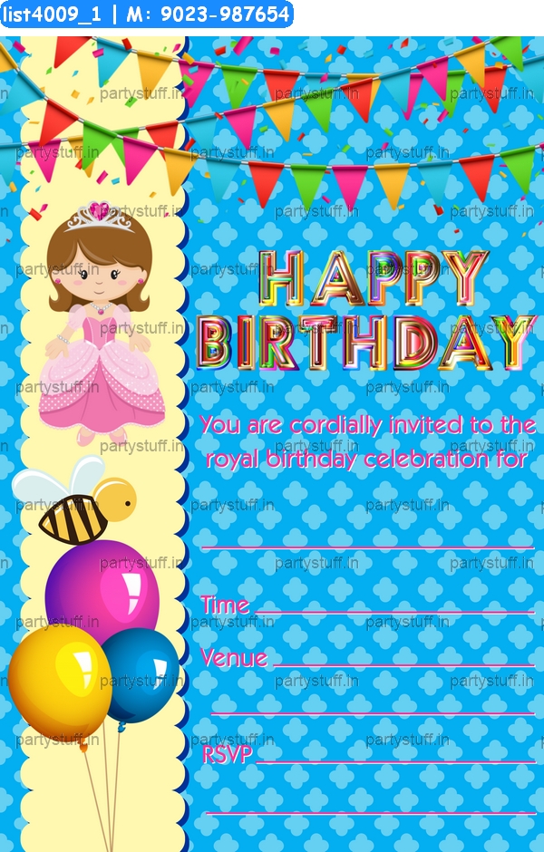 Princess Birthday Invitation Card 6