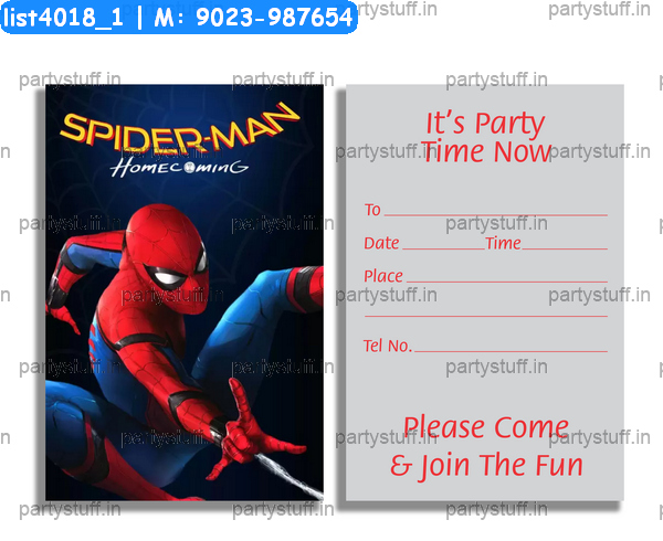 Spiderman Invitation Card 5