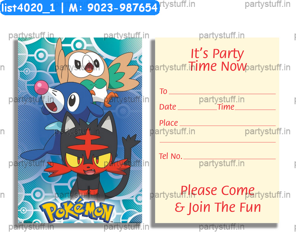 Pokemon Invitation Card