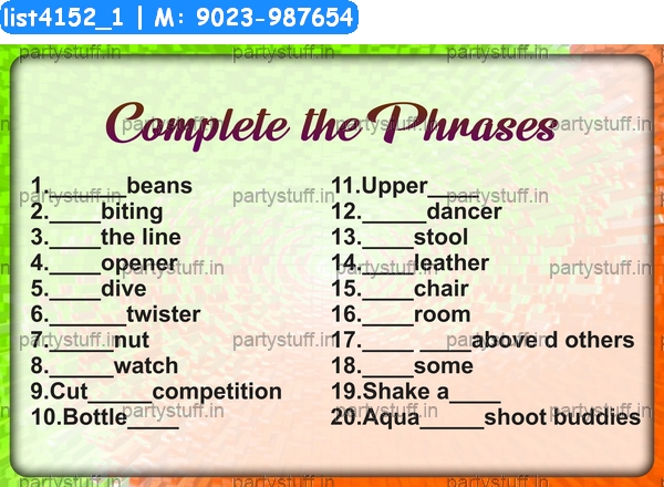 Complete phrases