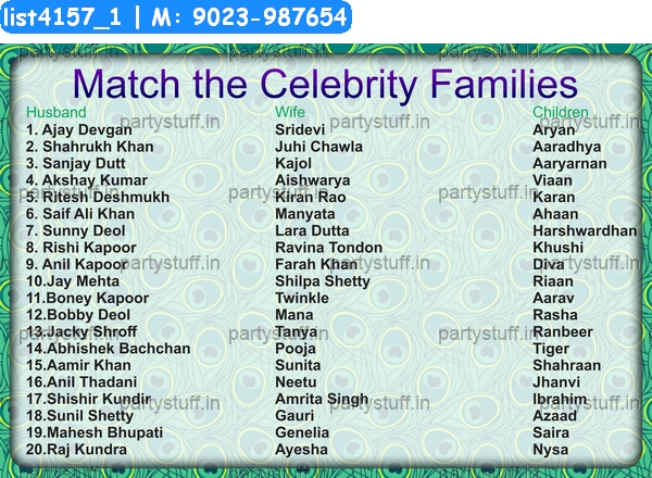 Match Celebrity Family members