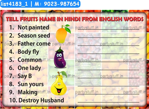 Identify Fruits Vegetables Paper Games In Fruits Vegetables Theme